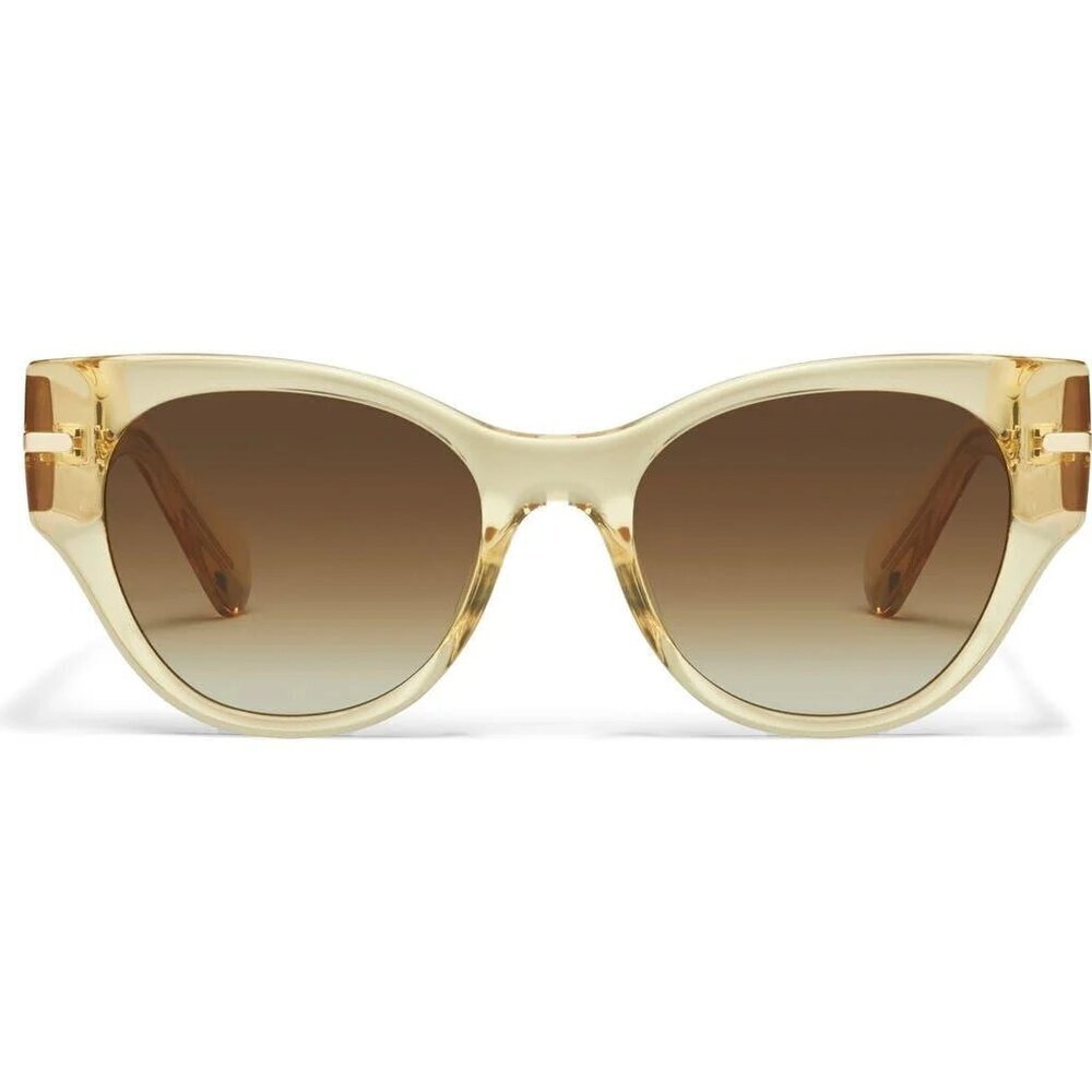 New Quay Australia Chit Chat 53mm Cat Eye Daffodil/ Brown Sunglasses NWT